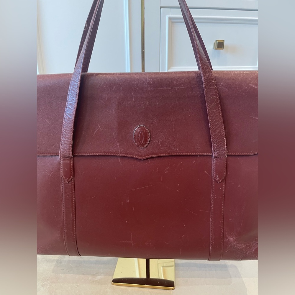 Vintage Cartier Leather Document Briefcase Bag In Cartier Burgundy From 1990’s - Picture 11 of 13
